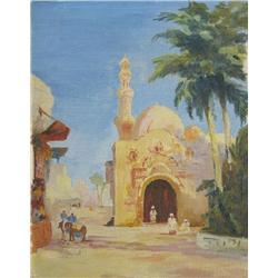 Figures before a Mosque; 20th Century British School