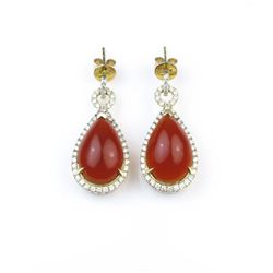 18CAI-38 FIRE OPAL  DIAMOND EARRINGS