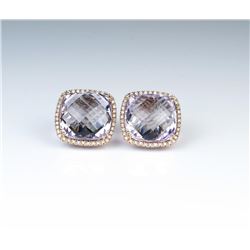 18CAI-53 PINK AMETHYST  DIAMOND EARRINGS