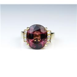 18CAI-35 PINK TOURMALINE  DIAMOND RING