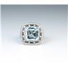 Image 2 : 18CAI-6 AQUAMARINE  DIAMOND RING