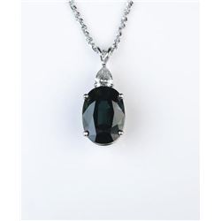 18CAI-9 GREEN SAPPHIRE  DIAMOND PENDANT