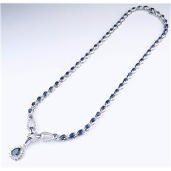 18CAI-3 BLUE SAPPHIRE  DIAMOND NECKLACE