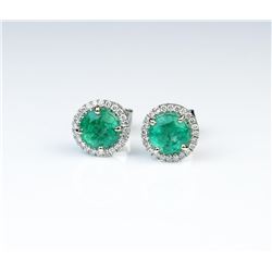 18CAI-67 EMERALD  DIAMOND EARRINGS