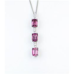 18CAI-70 PINK TOURMALINE  DIAMOND PENDANT