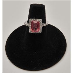 18RPS-30 PINK TOURMALINE  DIAMOND RING