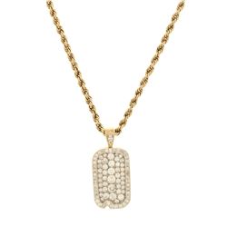 PENDANT & CHAIN: (1) 14KYWG Dog Tag pendant 24.8mm x 44.4mm, 83 diamonds, 8.10 cts. TWA, I1/I. (1) 1