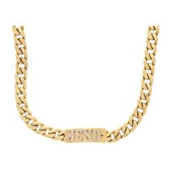 CHAIN: (1) 10KYG solid classic link chain, 29 1/2 inch, 13.2 mm width, hidden clasp w/name plate ‘’M