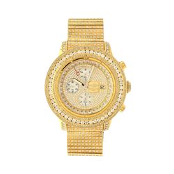 WATCH: St.steel Breitling Super Avenger 300M watch with aftermarket diamonds; gold tone dial with 3 
