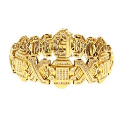 BRACELET: 14k yellow and white gold bracelet, 9 inches long; (330) round brilliant cut diamonds, 1.3