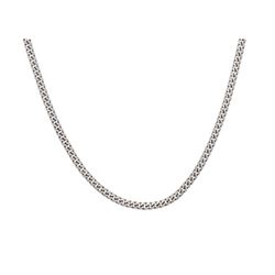 NECKLACE: [1] 10kt white gold curb link necklace; 6 mm wide; 34.5’’ long; Double safety clasp; 94.4 