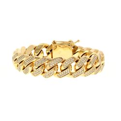 BRACELET: [1] 10kt yellow gold diamond bracelet set with (478) round brilliant cut diamonds, estimat