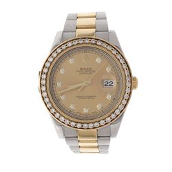 WATCH: [1] 18kt yellow gold and stainless steel Rolex Oyster Perpetual DateJust wristwatch; Champagn