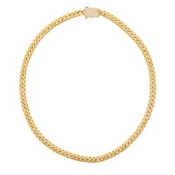 CHAIN: [1] 18ky Cuban link chain, 28.50 inches long; (90) round brilliant cut diamonds, 1.0mm-1.9mm 