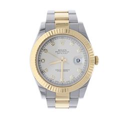 ROLEX: [1] Stainless steel & 18k yellow gold Rolex DateJust II watch; 41mm case, cream dial with dia