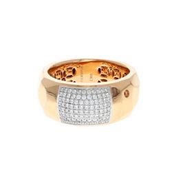 RING: (1) 18KRG  ring Roberto Coin hammered texture, 11.0mm width, 88 diamonds, 0.60 cts. TWA. VS1/G