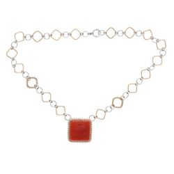 NECKLACE: (1) 18KWYG Roberto Coin necklace, 16 inch, hinged clasp, 2 diamond connectors, 22.0mm x 22