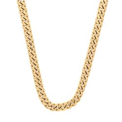 NECKLACE: [1] 14kt yellow gold solid Cuban link necklace, 0.25’’ wide, 28’’ long; 250.5 grams