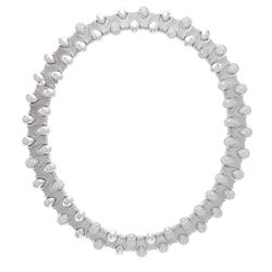 NECKLACE: [1] 18kt white gold diamond collar necklace; Sixty six pear shaped stations of which thirt