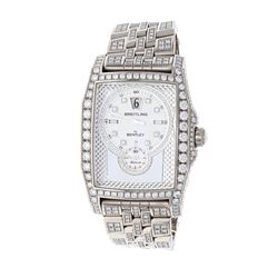 WATCH: [1] 18kt white gold Breitling Bentley "Flying B" limited edition diamond wristwatch; 18kt cas