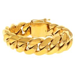 BRACELET: [1] Men's 10ky (stamped) bracelet; 9inches long, 20.83mm wide, box clasp, 2 safeties; 244.