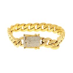 BRACELET: [1] 14k yellow gold bracelet, 8.50 inches long; (77) round brilliant cut diamonds, 1.3mm-1