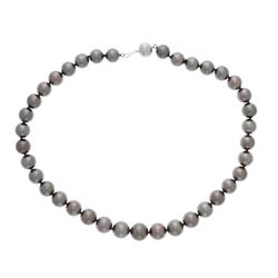 NECKLACE: [1] 18kt white gold Tahitian graduated pearl necklace set with (37) fine Tahitian pearls 9