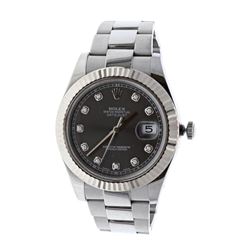 WATCH: [1] Stainless steel Rolex DateJust II Oyster Perpetual wristwatch; Rhodium dial with diamond 