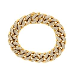 BRACELET: [1] 10ky tested bracelet, 8.5 inches long; (352) rb diamonds, 1.3mm-1.4mm =est. 4.55cttw, 