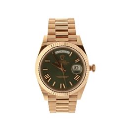 ROLEX: [1] 18kr Rolex Oyster Perpetual DayDate President watch, 40mm case, fluted bezel, olive green
