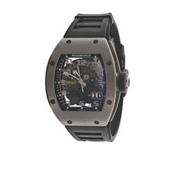 WATCH: [1] Titanium Richard Mille 'Big Date' 50M watch, 48mm x 39mm case; skeleton back, sapphire cr