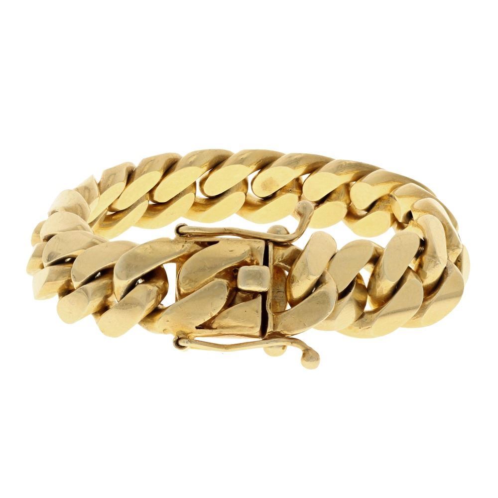 BRACELET [1] 18ky tested bracelet; 9 inches long, 18.22mm wide, box