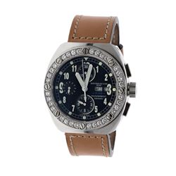 WATCH: [1] St.steel Montres De Luxe Milano P-48 Thunderbolt 100M watch; 42mm case, blue dial with 3 