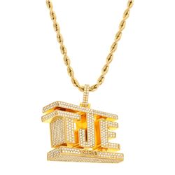 CHAIN & PENDANT: [1] 10KYG rope chain, 24 inch, 5.0mm, 42.2 grams. [1] 10KYG pendant ‘’TJE CEO’’ set