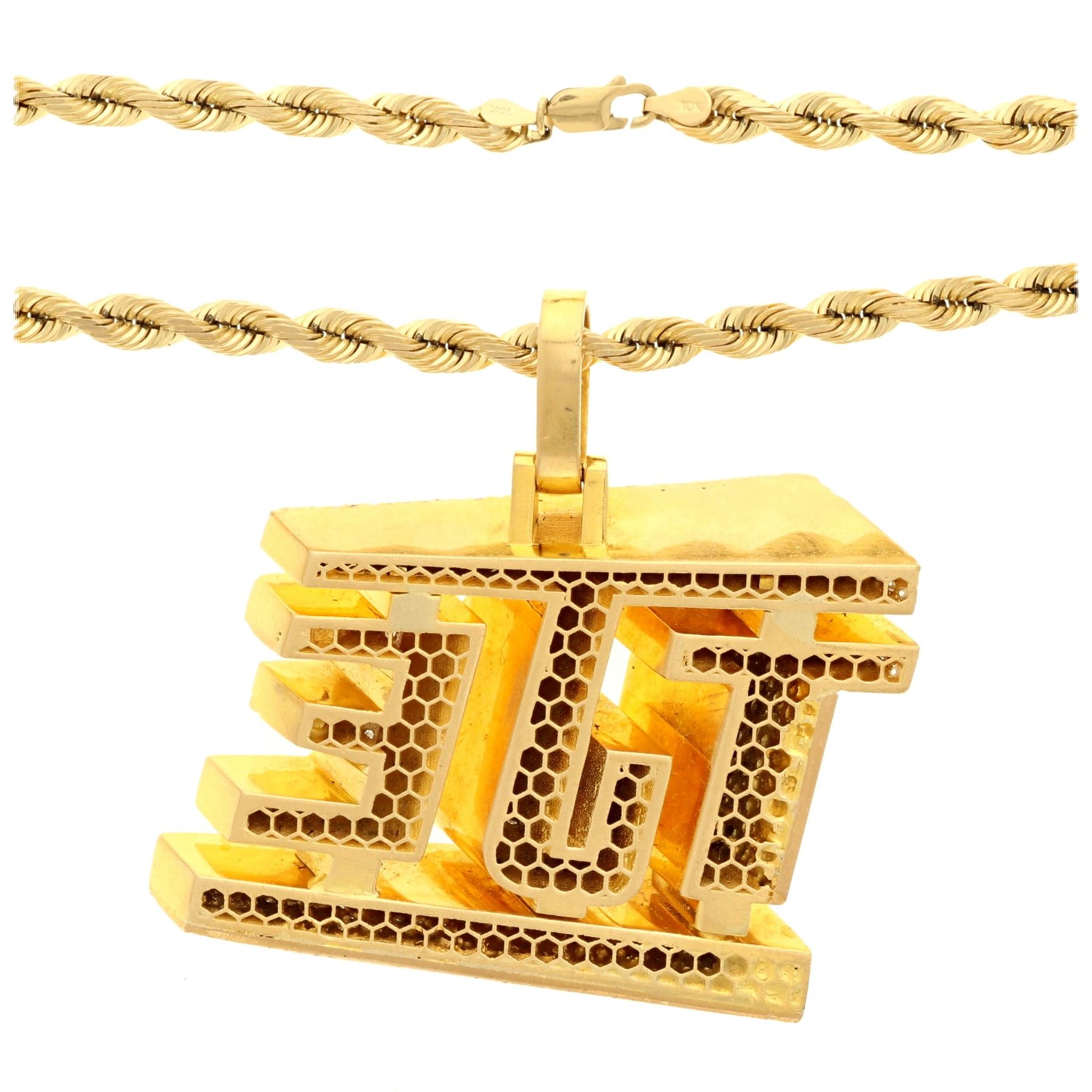 CHAIN & PENDANT: [1] 10KYG rope chain, 24 inch, 5.0mm, 42.2 grams. [1 ...