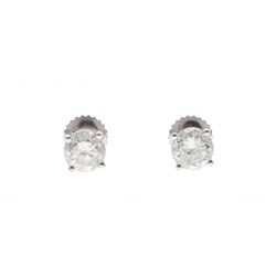 EARRINGS:  [1] 14KWG Pair of earrings set with round diamonds, 5.58 x approx. 3.70mms = approx. 0.73