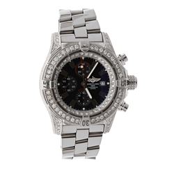 WATCH:  [1] Stainless steel gents Breitling Super Avenger Automatic watch with an aftermarket black 