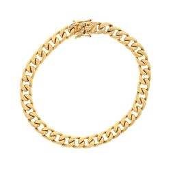 BRACELET: [1] 18ky tested bracelet, 9 inches long, 7.63mm wide; (16) rb diamonds, 1.3mm =est. 0.16ct