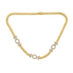 NECKLACE: [1] 18kyw tested necklace, 18.5 inches long; (168) rb diamonds, 1.4mm-1.5mm =est. 2.35cttw