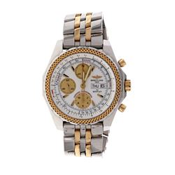 WATCH: [1] 18k yellow gold & stainless steel Breitling for Bentley watch; 44m case, white and gold d
