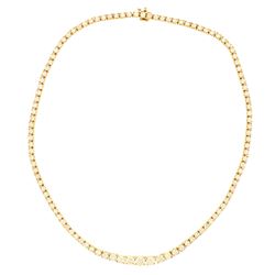 NECKLACE: [1] 18kt yellow gold diamond riviera style necklace with (109) estimated 10.60 carat total