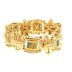 BRACELET: [1] 14k yellow gold bracelet 8.50 inches long with round brilliant and baguette cut diamon
