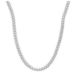 CHAIN: [1] 10k white gold Cuban link chain, 36 inches long, 8.0mm wide; 154.1 grams.