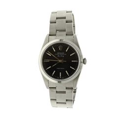 ROLEX: [1] Stainless steel Rolex Airking; 34mm case, black dial, Oyster bracelet, polished bezel, Mo