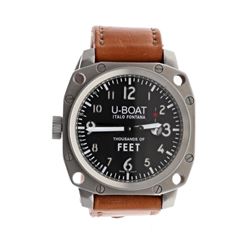 WATCH: [1] Stainless steel U-Boat Italo Fontana Thousands of Feet 100M watch; 50mm case, black dial 