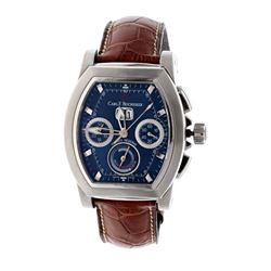 WATCH: [1] Stainless steel Carl F. Bucherer Patravi T-Graph Chronograph 50M watch; 39mm case, blue d