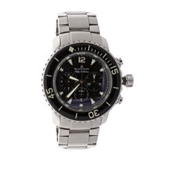 WATCH: [1] Stainless steel Blancpain Fifty Fathoms Flyback Chronograph 300M watch; 45mm case, black 