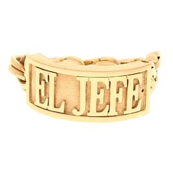 BRACELET: [1] 10k yellow gold ‘’El Jefe’’ bracelet, 9 inches long, 33mm wide; 347.8 grams.
