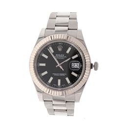 WATCH: [1] Stainless Steel Rolex Oyster Perpetual DateJust II wristwatch; 18kt white gold fluted bez