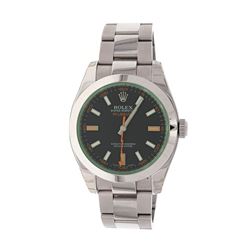 WATCH: [1] Stainless Steel Rolex Oyster Perpetual Milgauss; Smooth bezel; Black index dial with lume